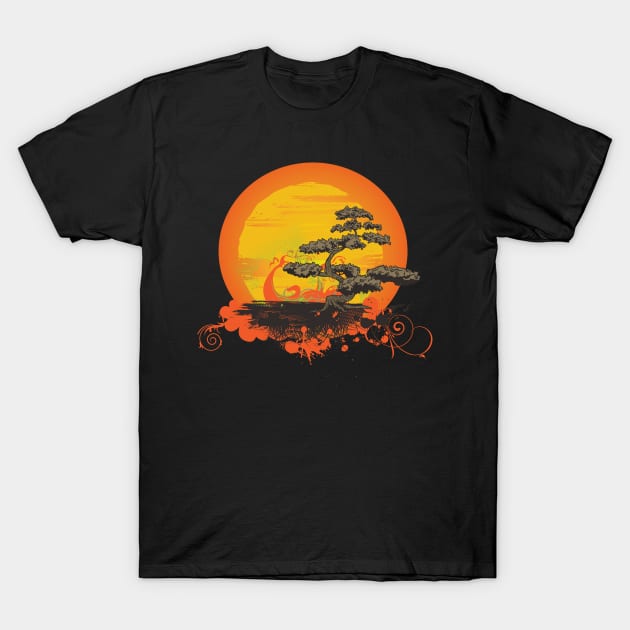 Japanese Bonsai Orange Dawn T-Shirt by BlackRavenOath